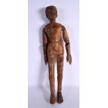 A LARGE 19TH CENTURY ARTISTS CARVED WOOD LAY DOLL of unusual form. 50 cm high.
