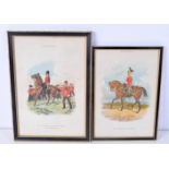 A pair of framed Lithographic prints of Soldiers on horseback 32 x 22cm .