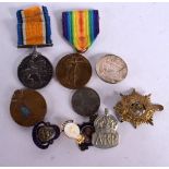 A COLLECTION OF BADGES AND MEDALS INCLUDING 2 GREAT WAR FOR CIVILISATION 1914 - 1919 MEDALS AWARDED