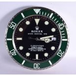 A ROLEX SHOP DISPLAY ADVERTISING WALL CLOCK. 33 cm diameter.