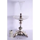 A LARGE 19TH CENTURY JAMES DIXON AND SONS SILVER PLATED EPERGNE. 61 cm x 20 cm.
