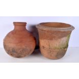 A pair of Clay pots 35 x 37cm (2).