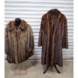 A Galuz Paris full length beaver fur coat together with a shorter fur coat (2)