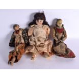A RARE ARMAND MARSEILLE SLEEPY EYES 7/0 SMALL DOLL together with two other European dolls. Largest 3