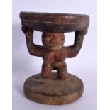 AN EARLY 20TH CENTURY AFRICAN TRIBAL CARVED WOOD FIGURAL BOWL modelled with breasts exposed. 16 cm x