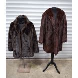 A Mid Century Victor Segall fur coat together with an imitation fur coat. Size 12/14 (2)
