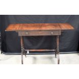 An antique Mahogany single drawer drop leaf table 81 x 113 x 45 cm