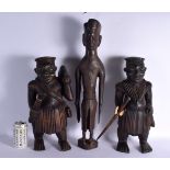 THREE LARGE VINTAGE AFRICAN HARDWOOD FIGURES. Largest 62 cm long. (3)