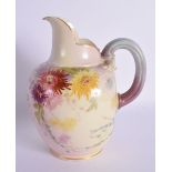 Royal Worcester jug painted with flowers in prismatic enamels shape 1094, Worcester Prismatic Enamel