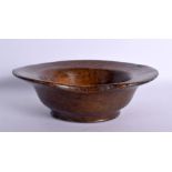 A RARE 18TH/19TH CENTURY CARVED TREEN WOOD BARBERS BOWL. 17 cm wide.