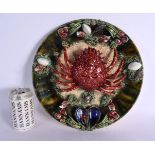 A LARGE PORTUGUESE MAJOLICA CRAB SHELL AND MOLLUSC PLATE. 30 cm wide.