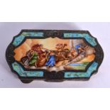 A NIELLO SILVER AND ENAMEL COMPACT WITH A CLASSICAL WOMEN AT THE WELL SCENE. Stamped 800, 8.1cm x 4