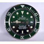 A ROLEX SHOP DISPLAY ADVERTISING WALL CLOCK. 33 cm diameter.