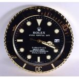 A ROLEX SHOP DISPLAY ADVERTISING WALL CLOCK. 33 cm diameter.