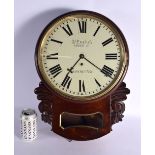 A VICTORIAN ENGLISH MAYES STREET OF MANCHESTER WALL CLOCK. 47 cm x 32 cm.