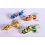 FOUR CHINESE CLOISONNE ENAMEL FISH 20th Century. (4)