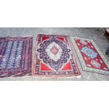 THREE VINTAGE RUGS. Largest 134 cm x 92 cm. (3)