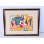 A framed abstract signed indistinctly 20 x 29 cm.