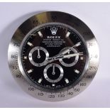 A ROLEX SHOP DISPLAY ADVERTISING WALL CLOCK. 33 cm diameter.