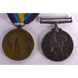 A 1914 - 1919 VICTORY MEDAL TOGETHER WITH A 1914 – 1918 WAR MEDAL AWARDED TO 55135 PTE W PALIN LANCA