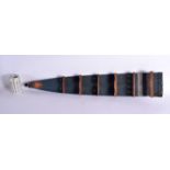 AN UNUSUAL VINTAGE LACQUERED WOOD PADDLE OAR PIPE RACK. 80 cm high.