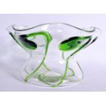 A LARGE GREEN AND CLEAR GLASS BOWL possibly by Powell. 22 cm x 15 cm.