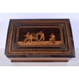 A large Sorrento inlaid wooden lidded box 16 x 44 x 29 cm