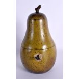 A CONTEMPORARY CARVED TREEN WOOD PEAR TEA CADDY. 21 cm high.