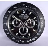 A ROLEX SHOP DISPLAY ADVERTISING WALL CLOCK. 33 cm diameter.