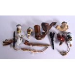 AN ANTIQUE TURKISH TOPHANE PIPE together with other assorted pipes. (qty)
