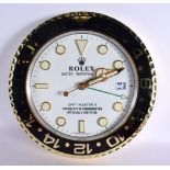 A ROLEX SHOP DISPLAY ADVERTISING WALL CLOCK. 33 cm diameter.