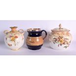 Late 19th / Early 20th century Doulton two handled vase and a Doulton vase and cover both painted wi