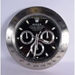 A ROLEX SHOP DISPLAY ADVERTISING WALL CLOCK. 33 cm diameter.