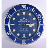 A ROLEX SHOP DISPLAY ADVERTISING WALL CLOCK. 33 cm diameter.