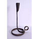 AN 18TH CENTURY CONTINENTAL IRON CANDLESTICK. 27 cm high.