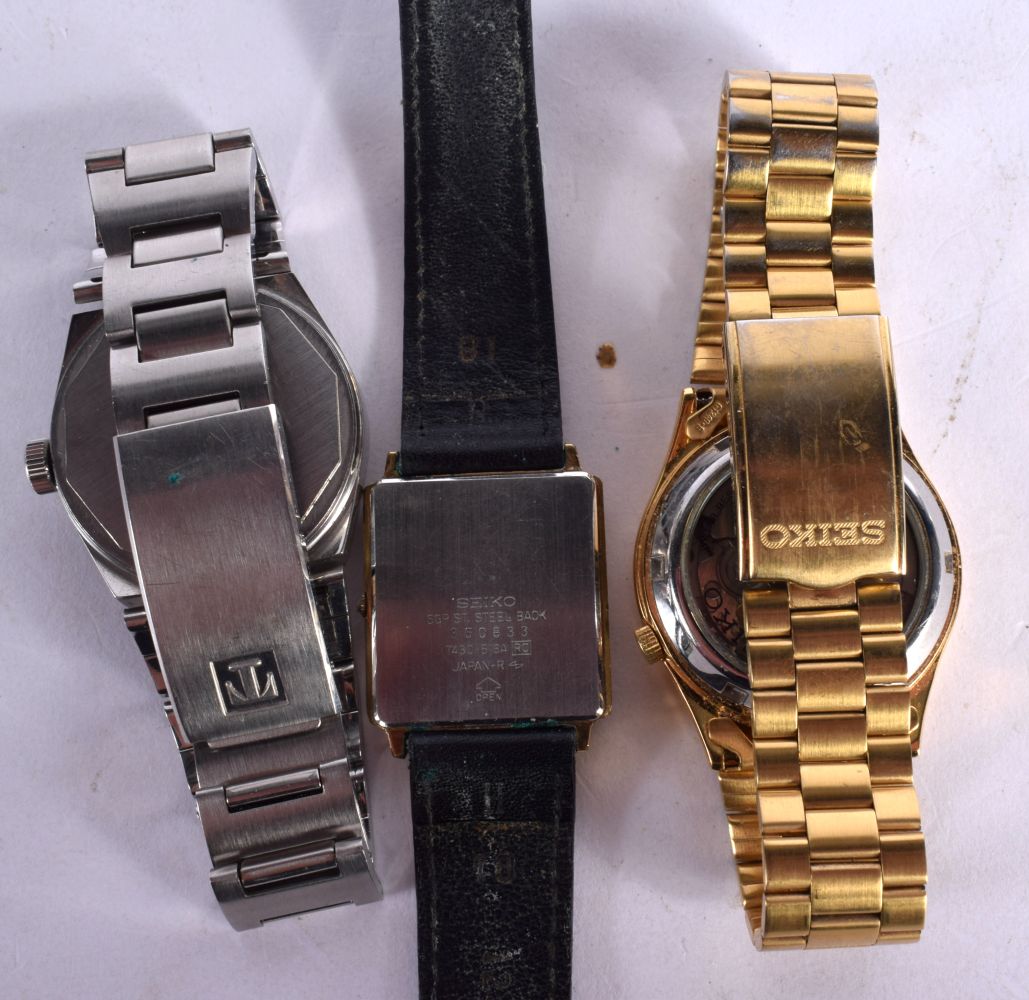 TWO VINTAGE SEIKO WATCHES TOGETHER WITH A TISSOT WATCH. Largest dial 3.8cm (3) - Image 2 of 2