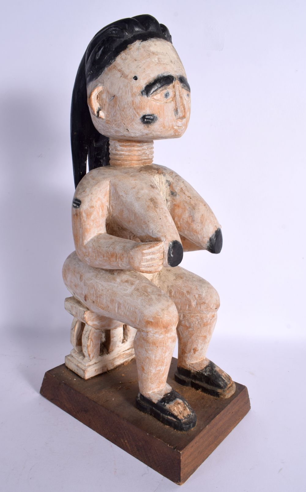 A VINTAGE AFRICAN TRIBAL CARVED WOOD FERTILITY FIGURE. 38 cm high. - Image 2 of 3