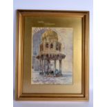 F D Fowler (C1910) Watercolour, Arabic mosque scene. 50 cm x 30 cm.