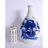 AN EARLY 20TH CENTURY KOREAN BLUE AND WHITE GUGLET FORM VASE painted with flowers. 26.5 cm high.