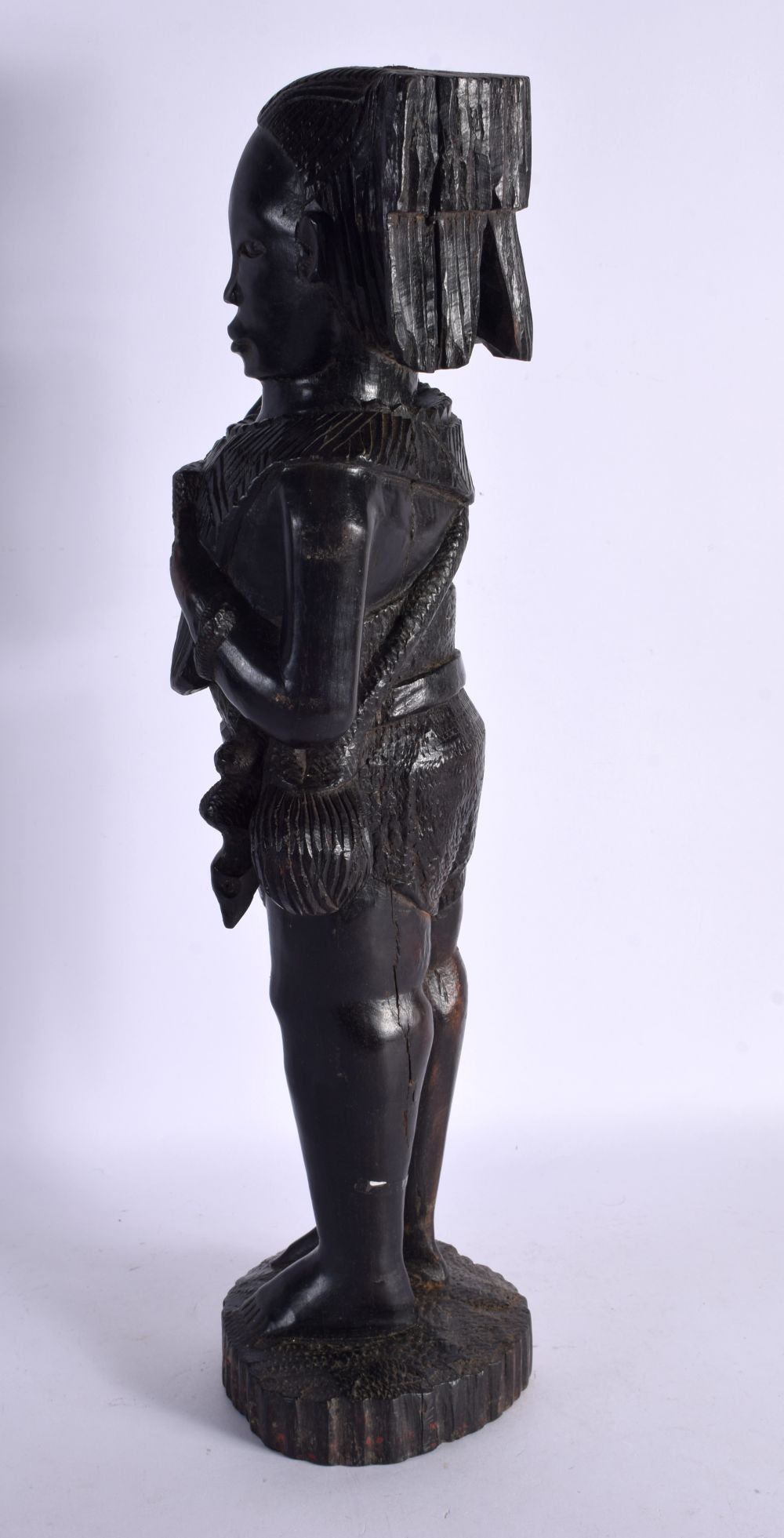 A LARGE AFRICAN TRIBAL CARVED HARDWOOD TRIBAL FIGURE. 50 cm high. - Image 3 of 6