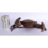 A LOVELY 20TH CENTURY FOLK ART CARVED WOOD MODEL OF A CRAB with rising shell. 30 cm x 12 cm.