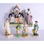 18th and 19th century group of six Staffordshire figures. 29cm High (6)