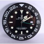 A ROLEX SHOP DISPLAY ADVERTISING WALL CLOCK. 33 cm diameter.