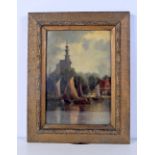 A framed oil on board of a waterside scene signed Loise Carr 32 x 23 cm.