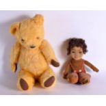 A VINTAGE NORAH WELLINGS PLUSH TOY together with a teddy bear. Largest 30 cm high. (2)