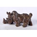 A Japanese bronze Rhinoceros 4 x 7.5cm.