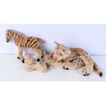 A collection of vintage soft animal toys Zebra, Tiger and Leopard 17 x 34 cm (3)