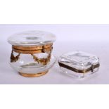 TWO EARLY 20TH CENTURY FRENCH CRYSTAL GLASS BOXES. Largest 10 cm wide. (2)