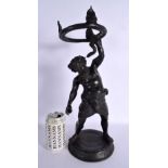 A LARGE 19TH CENTURY EUROPEAN GRAND TOUR FIGURE OF HERCULES modelled holding an upturned stand. 43 c