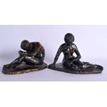 A CHARMING PAIR OF 1960S ENGLISH STUDIO POTTERY FIGURES by Hough, modelled as a male and female upon